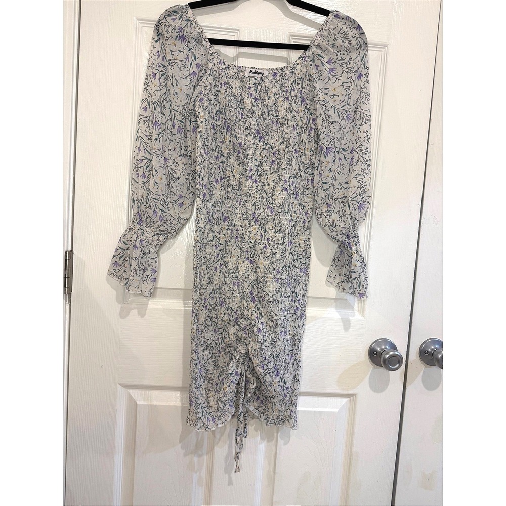 RedBerry Floral Mini Dress Smocked Long Sleeve Cottagecore Dress Size S